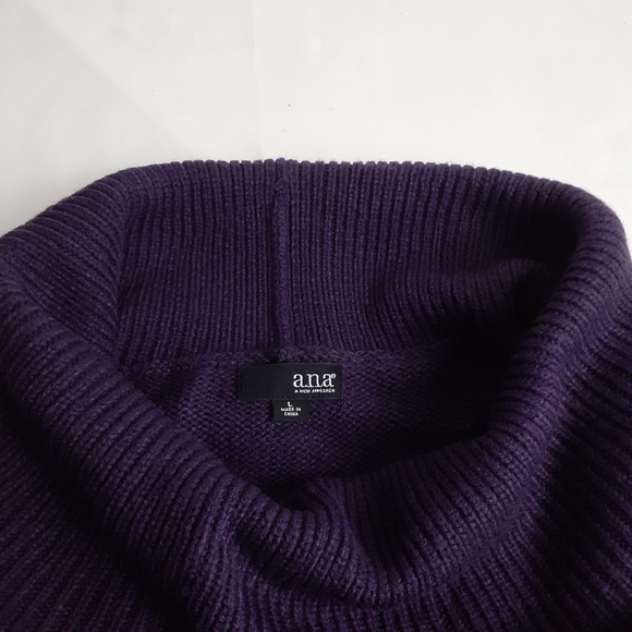 A.n.a Women's Purple Cowl Neck Comfortable Sweater Dress Size L - Picture 6 of 7